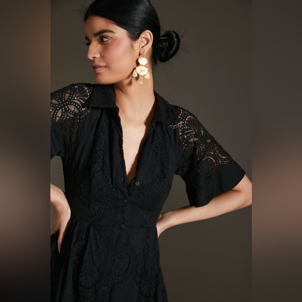 Anthropologie Maeve Eyelet Midi Dress